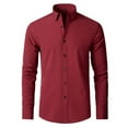 thumbnail image 1 of HAOYUNL Mens Dress Shirts Long Sleeve Wrinkle Stretch Shirts Male Solid Casual Button down Spring Fall Shirt with Pocket, 1 of 9