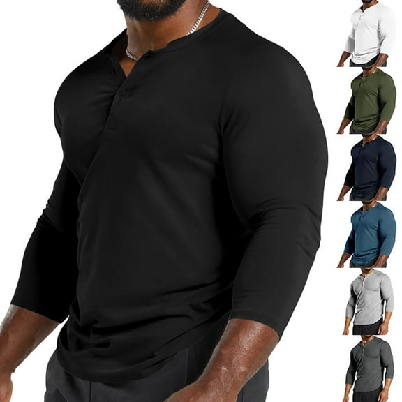 HAOYUNL Men's Long Sleeve T-Shirt Tees Male Fashion Casual T-Shirts Spring Fall Shirts Clothing M-3XL