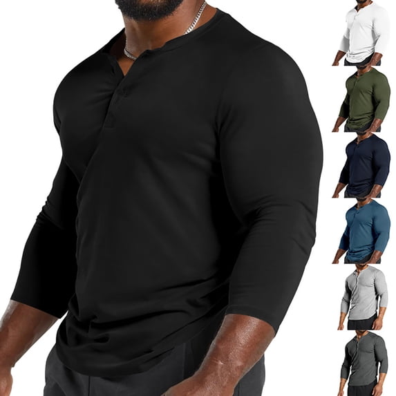 HAOYUNL Men's Long Sleeve T-Shirt Tees Male Fashion Casual T-Shirts Spring Fall Shirts Clothing M-3XL