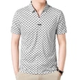 thumbnail image 1 of HAOYUNL Men's Printed Shirts V Neck Short Sleeve Printed T-Shirts Light Business Casual Fashion Elastic T Shirt M-4XL, 1 of 9