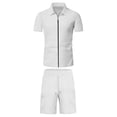 thumbnail image 1 of HAOYUNL Mens 2Pcs Zip Short Sleeve Shirt and Shorts Set Fashion Summer Outfits Casual Set for Mens 2 Piece Short Set M-3XL, 1 of 8
