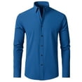 thumbnail image 1 of HAOYUNL Mens Dress Shirts Long Sleeve Wrinkle Stretch Shirts Male Solid Casual Button down Spring Fall Shirt with Pocket, 1 of 9