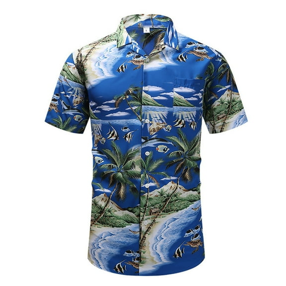 HAOYUNL Mens Flower Shirts Print Hawaiian Flower Shirts Short Sleeve Shirt Casual Button Down Shirt S-2XL
