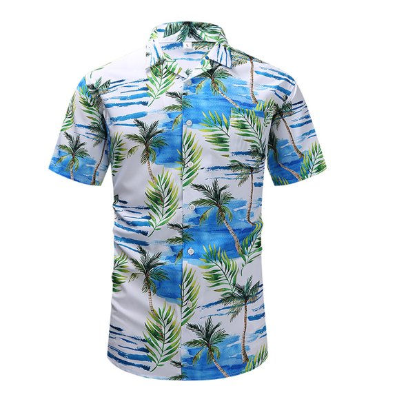 HAOYUNL Mens Flower Shirts Print Hawaiian Flower Shirts Short Sleeve Shirt Casual Button Down Shirt S-2XL