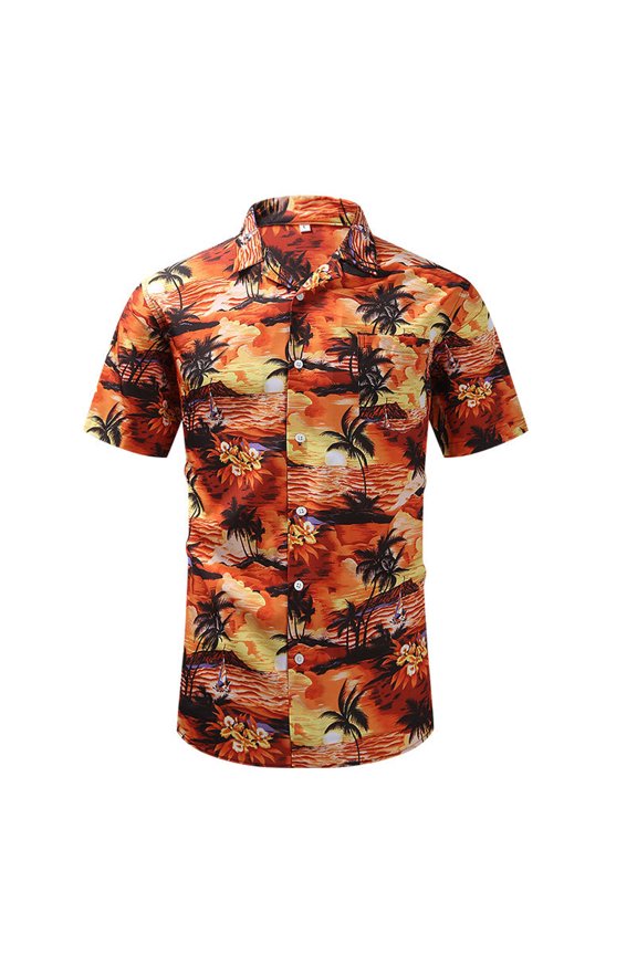 Mens Flower Shirts Print Hawaiian Flower Shirts Short Sleeve Shirt Casual Button Down Shirt S-2XL