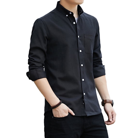 HAOYUNL Short Sleeve Shirt for Men Oxford Woven White Shirt for Men Slim Solid Color Young Casual Men's Wear M-5XL