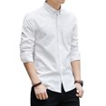 thumbnail image 1 of HAOYUNL Short Sleeve Shirt for Men Oxford Woven White Shirt for Men Slim Solid Color Young Casual Men's Wear M-5XL, 1 of 9