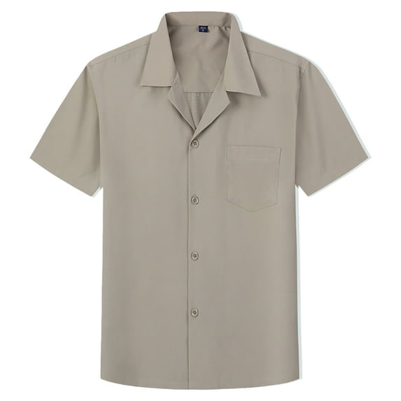 HAOYUNL Summer Short Sleeve Shirt Hawaii Loose Solid Color Casual Lapel Regular Short Sleeve Shirt for Men M-3XL