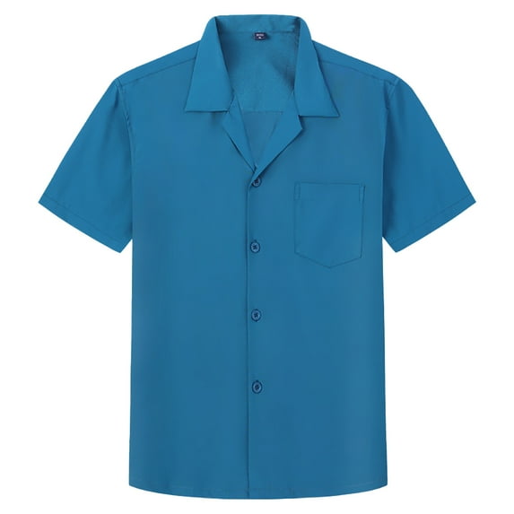 HAOYUNL Summer Short Sleeve Shirt Hawaii Loose Solid Color Casual Lapel Regular Short Sleeve Shirt for Men M-3XL