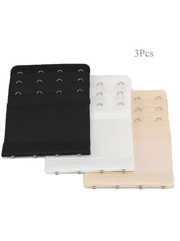 Women's Bra Extender 4 Hook Soft Elastic Comfortable Bra Extension StrapUnderwear Extended Buckle Multicolor 3Pcs