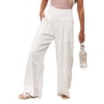 thumbnail image 1 of HAOYUNL Women's Linen Pants Women Wide Leg Yoga Pant Comfy Loose Sweatpants High Waist Lounge Casual Athletic Pant Workout Joggers Pant S-3XL, 1 of 8