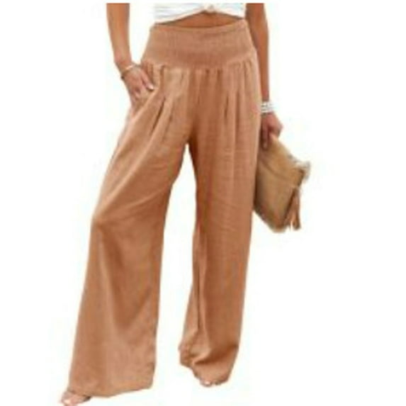 HAOYUNL Women's Linen Pants Women Wide Leg Yoga Pant Comfy Loose Sweatpants High Waist Lounge Casual Athletic Pant Workout Joggers Pant S-3XL