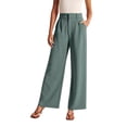 thumbnail image 1 of HAOYUNL Women's Suit Pants Wide Leg Lounge Pants with Pockets Lightweight High Waisted Adjustable Loose Trousers Ninth Pants S-5XL, 1 of 9