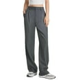 thumbnail image 1 of HAOYUNL Women's Suit Pants Wide Leg Lounge Pants with Pockets Lightweight High Waisted Adjustable Loose Trousers Ninth Pants S-5XL, 1 of 8