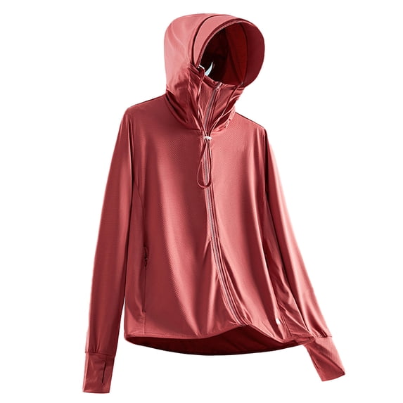 HAOYUNL Women's UPF 50+ Sun Protection Hoodie Jacket Lightweight Long Sleeve Sun Shirt for Women with Pocket Hiking Outdoor
