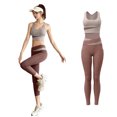 thumbnail image 1 of HAOYUNL Women's Workout Outfit 2 Pieces Seamless Yoga Workout Set High Waist Leggings with Sports Bra Gym Clothes Sets S-XXL, 1 of 10