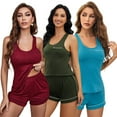 thumbnail image 1 of HAOYUNL Womens 2Pcs Pajama pjs sets Sleeveless Sleepwear 2 Piece PJ Set with Shorts Pj Nightwear S-XL, 1 of 9