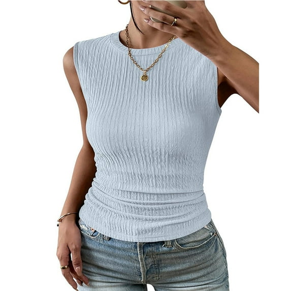 HAOYUNL Womens' Vest Tops Summer Sleeveless Basic Top Shirt Slim Knit Ribbed Racerback Blouses T-Shirt S-XXL