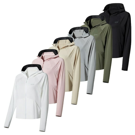 HAOYUNL Womens Womens Sun Protection Shirts Hoodie Sun Shirts Top Long Sleeve Sun Protection Sunwear Coats Upf 50+ Sun Protection Uv Fishing Clothes Brim Detachable M-XXL