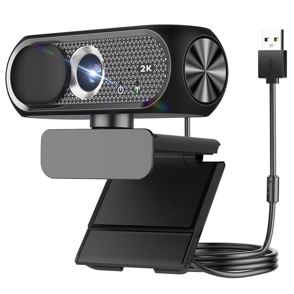HAOYUYAN 2K HD USB Webcam with Built-in Mic, Noise Reduction, Wide-Angle Lens, Auto Light Adjustment, Plug & Play Camera for Laptop, Desktop, PC, Mac