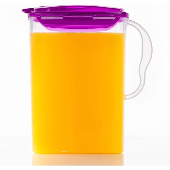 HAP607P Aqua Frid Door Water Jug with Handle, BPA-Free Plastic Pitcher Flip-Top Lid and Easy-Pour Spout for Water, Juice, Tea, Other Drinks, 3-Quart, Purple