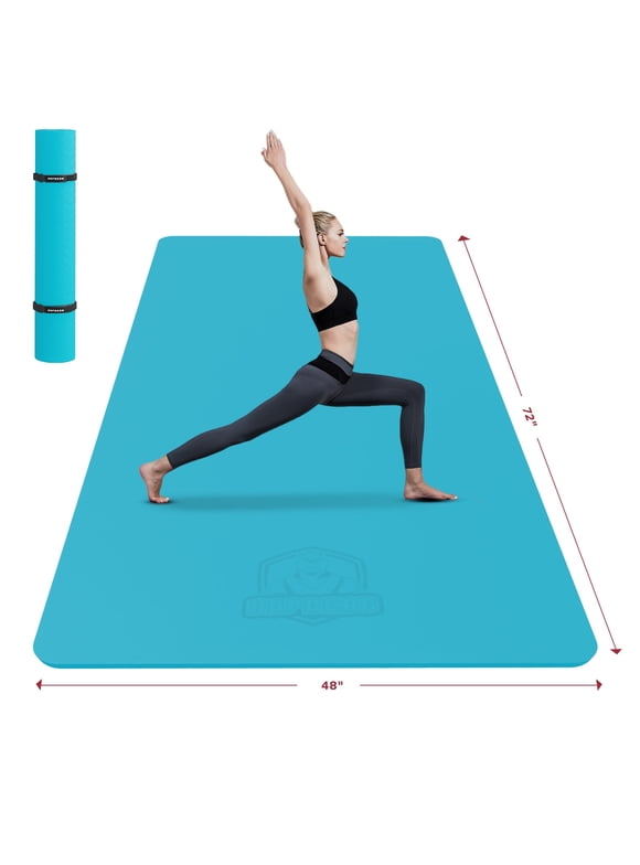 HAPBEAR Extra Large Yoga Mat - 72"x48"x6mm (1/4 inch) - Non-Slip, Durable, Eco-Friendly, Thick Wide Exercise Mat for Home Workouts, Yoga, Pilates, Stretching, Meditation (Barefoot Exercise)