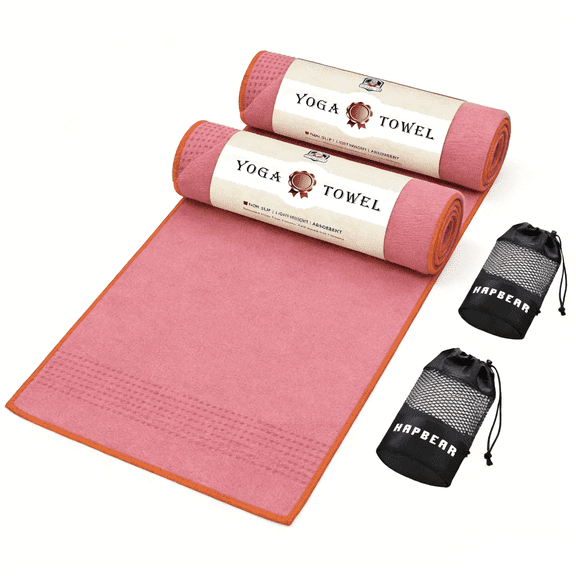 HAPBEAR Hot Yoga Towel - Non Slip Yoga Mat Towel with Grip Dot, Super-Absorbent, Soft Microfiber Towel for Hot Yoga, Pilates and Fitness