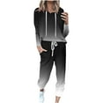 thumbnail image 1 of HAPIMO 2 Piece Sets for Women Gradient Color Hooded Sweatshirt Casual Pullover Top with Elastic Waist Jogger Pant Lounge Set Black M, 1 of 5