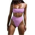 thumbnail image 1 of HAPIMO 2Pc Bikini Swimsuit Bathing Suit Women's Spring/Summer Color Strap Outdoor Beach Split Solid Beachwear High Cut Swimwear Tropical Hawaii Hot Spring Clearance Pink, 1 of 6