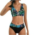 thumbnail image 1 of HAPIMO 2Pc Bikini Swimsuit Sleeveless Bathing Suit Women's Split Bikini Print Beach Leopard Beachwear Swimwear Tropical Hawaii Hot Spring Beach Dress Green XXL, 1 of 5