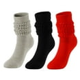 thumbnail image 1 of PWPSG 3 Pairs Assorted Colors Slouch Socks for Women Mid Calf Boot Socks Casual Scrunch Crew Sock Soft Stacked Sock Red Free Size, 1 of 2