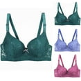 thumbnail image 1 of HAPIMO 3pcs Everyday Bra for Women Ultra Light Lingerie Lace Underwired Comfort Daily Brassiere Underwear Green XL, 1 of 3