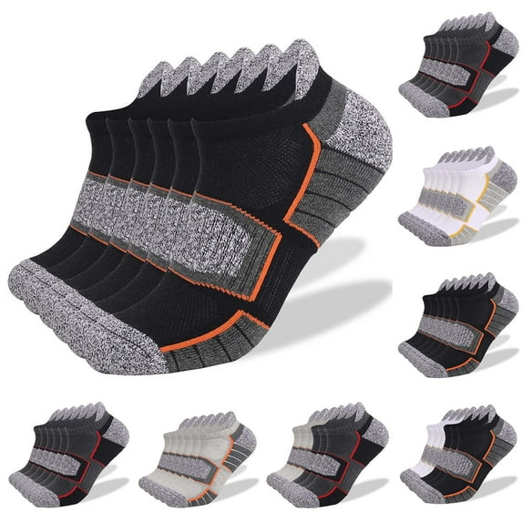 HAPIMO 6 Pairs, Solid Color Socks Slipper Running Athletic Socks Ankle Socks Xmas Gifts for Women Men Sports Socks Breathable Winter Cotton Socks Warm Black