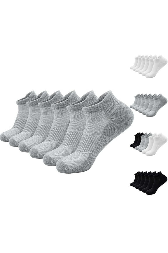 6 Pairs, Solid Color Socks Slipper Sports Socks Breathable Xmas Gifts for Women Men Running Athletic Socks Ankle Socks Winter Cotton Socks Warm Black