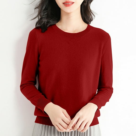 HAPIMO Base Layer Shirt Tops Crewneck Long Sleeve Travel Hiking Tee T Shirt Pullover Sweater for Women Red M