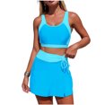 thumbnail image 1 of HAPIMO Bikini Swimsuit Women 2026 Summer Halter Top with Mini Skirt 2 Piece Bathing Suit Beach Vacation Swimwear Casual Seaside Clothes Blue XL, 1 of 8