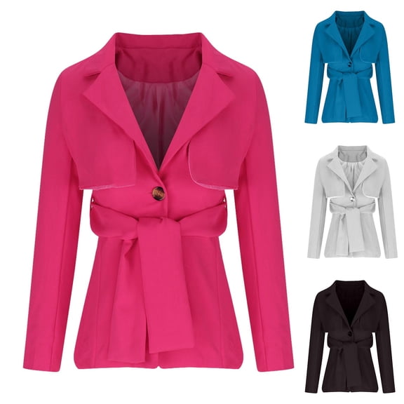 HAPIMO Blazers for Women Business Casual Lapel Collar Suit Jacket Button Fall Fashion Jacket Long Sleeve Blazer with Pockets Winter Workout Black L