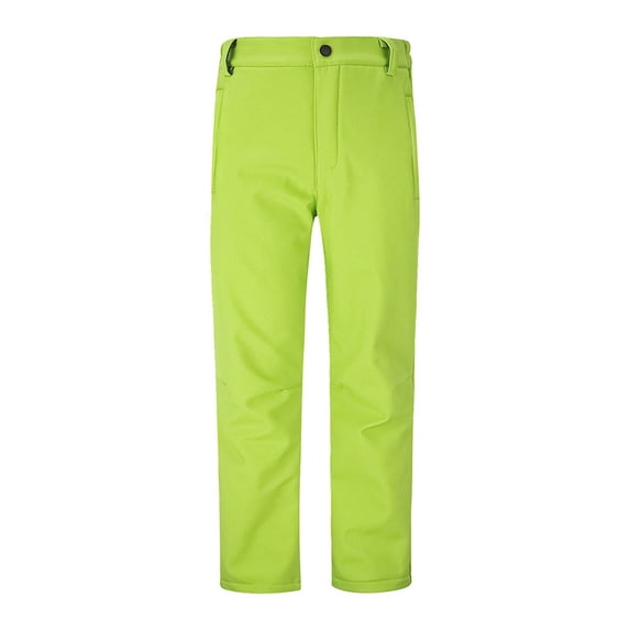 HAPIMO Boys And Girls Kids Multi Color Fleece Lined Snow Pants Elastic Waist Insulated Trousers for Cold Weather Green L