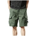 thumbnail image 1 of HAPIMO Breathable Elastic Waist Drawstring Men's Shorts Casual Outings Sports Shorts Comfy Shorts for Beach Vacation Lightweight Relaxed Fit Solid Color Shorts Army Green Large, 1 of 4