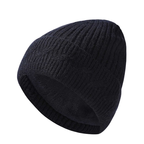HAPIMO Cable Knit Fleece Lined Ribbed Cuff Design Hat for Winter Daily Wear Cold Protection Navy Free Size
