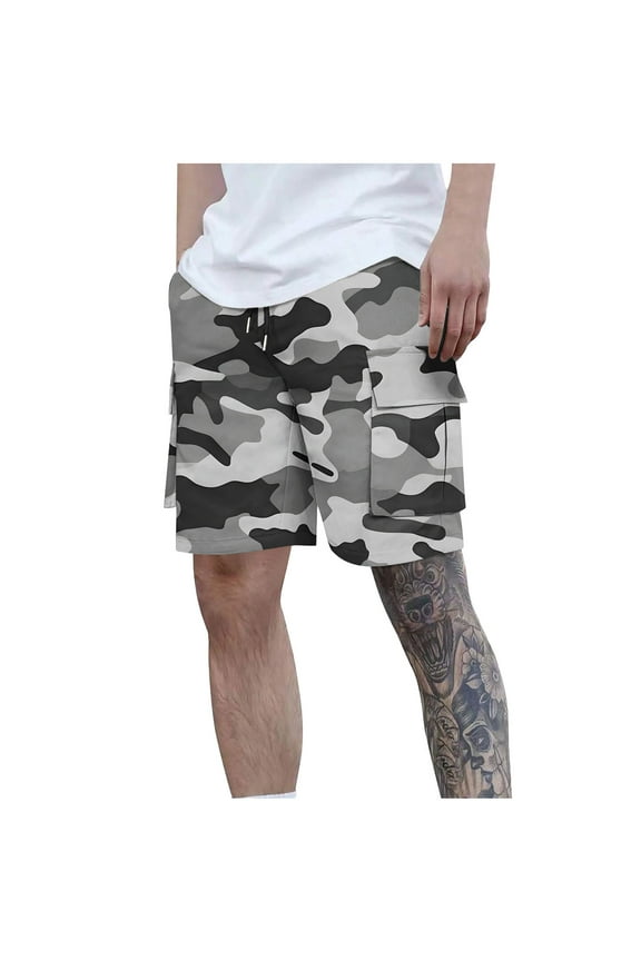 Camo Breathable Elastic Waist Drawstring Lightweight Relaxed Fit Men's Shorts Camouflage Comfy Shorts for Beach Vacation Casual Outings Sports Shorts Camouflage Large