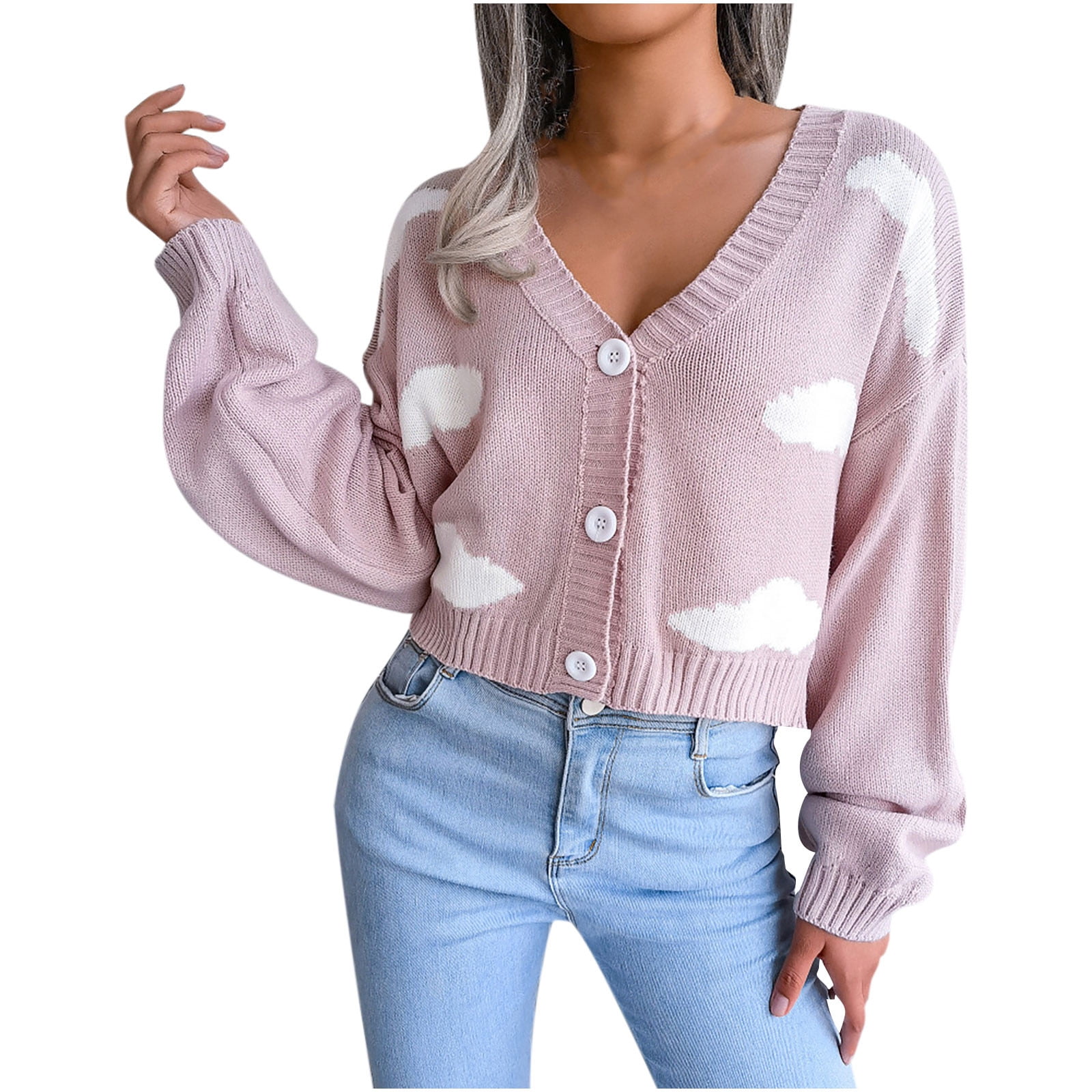 HAPIMO Rollbacks Cardigan Sweaters for Women Long Sleeve Button