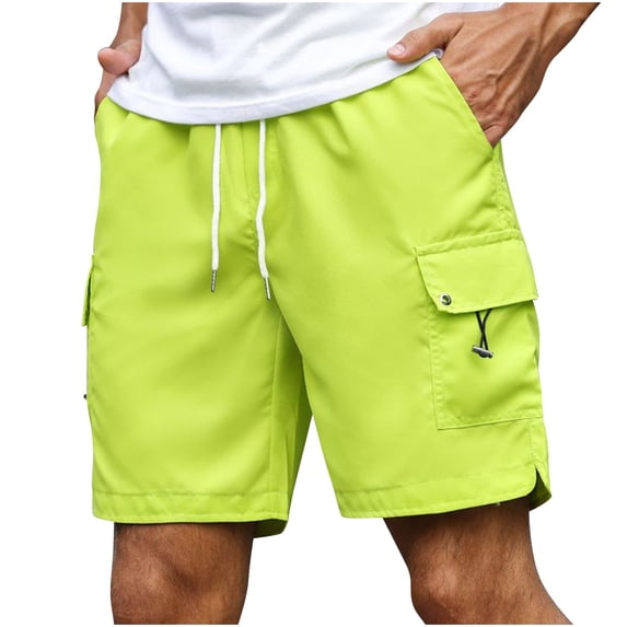 HAPIMO Casual Outings Sports Shorts Elastic Waist Drawstring Lightweight Relaxed Fit Breathable Men's Shorts Comfy Shorts for Beach Vacation Solid Color Shorts Green Medium