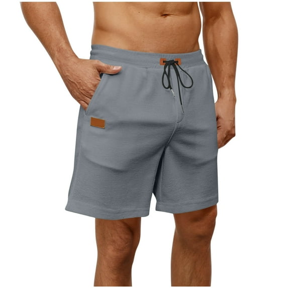 HAPIMO Casual Outings Sports Shorts Elastic Waist Drawstring Lightweight Relaxed Fit Solid Color Men's Shorts Breathable Comfy Shorts for Beach Vacation Shorts Gray 3X-Large