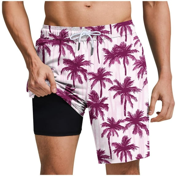 HAPIMO Casual Outings Travel Shorts 9" Beach Shorts Quick Dry Board Shorts Men Swim Trunks with Compression Liner Hawaiian Bathing Mesh Lining Shorts Summer Outdoor Swimsuit Shorts Purple 3X-Large