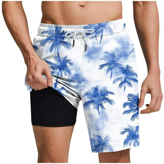 HAPIMO Casual Outings Travel Shorts 9" Beach Shorts Quick Dry Board Shorts Men Swim Trunks with Compression Liner Hawaiian Bathing Mesh Lining Shorts Summer Outdoor Swimsuit Shorts Navy X-Large
