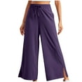 thumbnail image 1 of HAPIMO Casual Slacks Sweatpants Loose Pants Pockets Side Split for Women Elastic Waist Activewear Trousers Solid Color Pants Workout Full Length Pants Purple XXL, 1 of 8