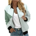 thumbnail image 1 of HAPIMO Flight Jackets for Women Trendy Full Zip Up Coats Fall Fashion Color Block Long Sleeve Outerwear with Pockets Blue L, 1 of 5