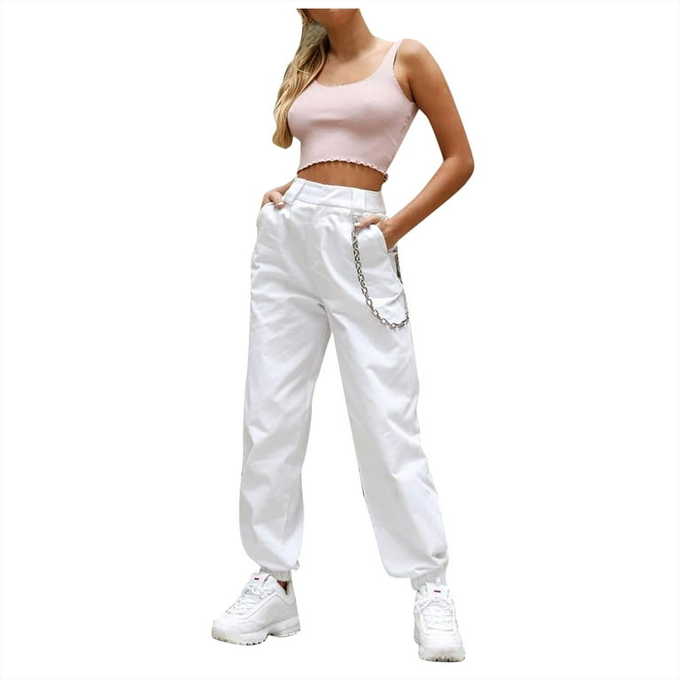 HAPIMO Clearance Cargo Pants for Women Solid Color Casual Comfy