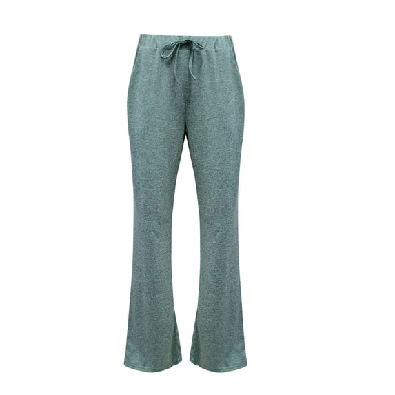 HAPIMO Clearance Casual Yoga Pants for Women Solid Color Quick-Drying Comfy Pants Womens Wide Leg Pockets Drawstring Trousers Elastic High Waist Teens Fall Fashion Outfits Green XL